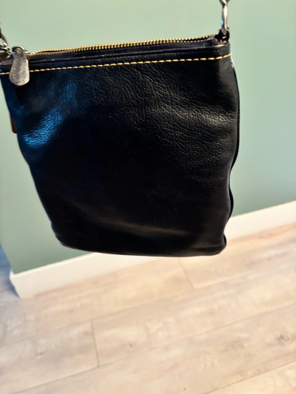 Coach Denim Crossbody Bag in Faded Blue with Black Trim - Picture 6 of 8